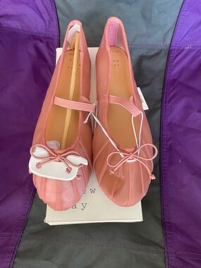 a new day Coral Pink Ballet Flats with Bow Accent